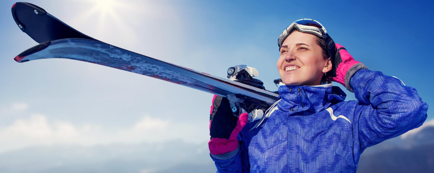 Woman with skis